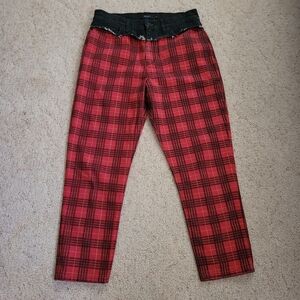 Hudson Red Plaid Bettie Taper Jeans